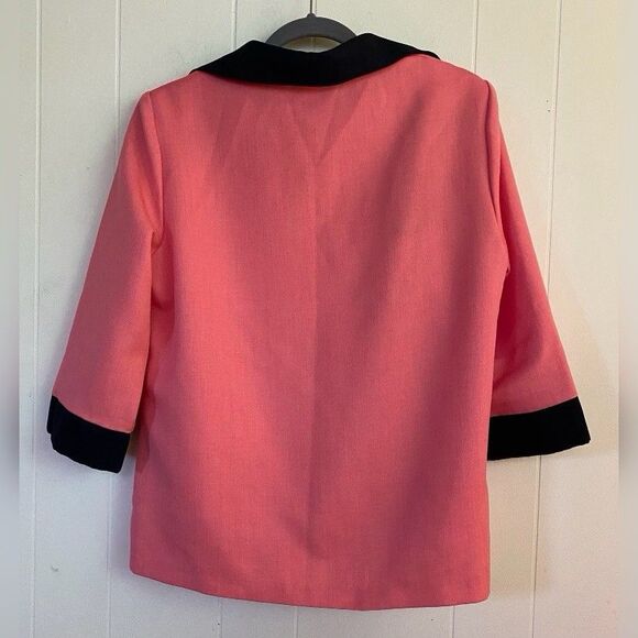 Vintage Bea Classics Pink Jacket & Tank Top 14P Black Trim Office Casual - Picture 2 of 8